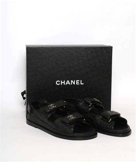 chanel black caviar dad sandals